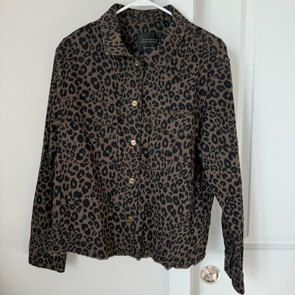 Sanctuary Jackets & Blazers - Sanctuary Leopard Print Snap Front Jacket Size Medium Black Brown Anthropologie